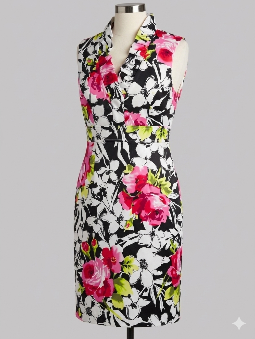 Ronni Nicole dress without sleeves floral print fuchsia size 10